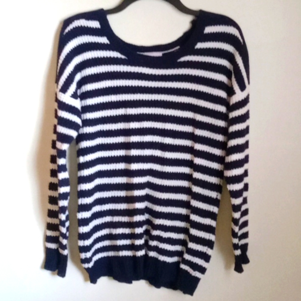 *Final Price* Romeo & Juliet Couture White And Navy Striped Sweater